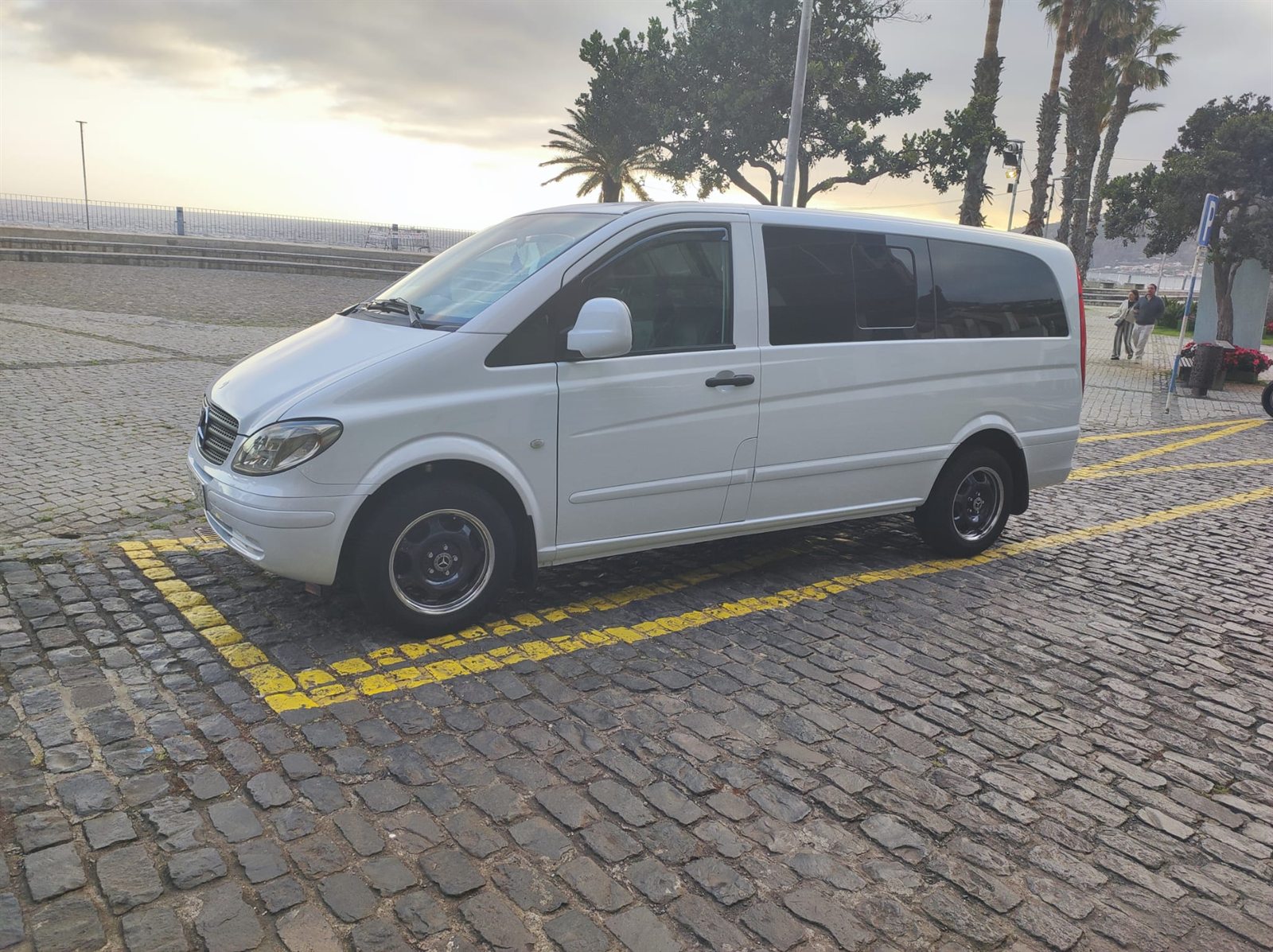 Side view of the Mercedes van for tourist tours in Madeira